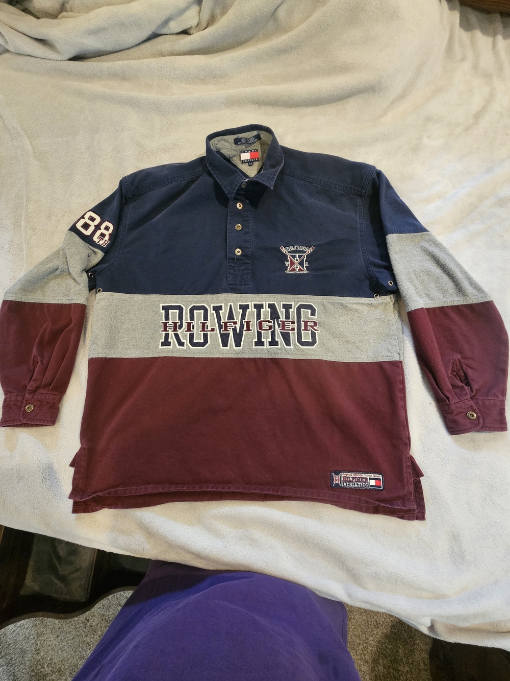 Vintage 90s Tommy Hilfiger Athletics Rowing Colorblock Rugby Shirt